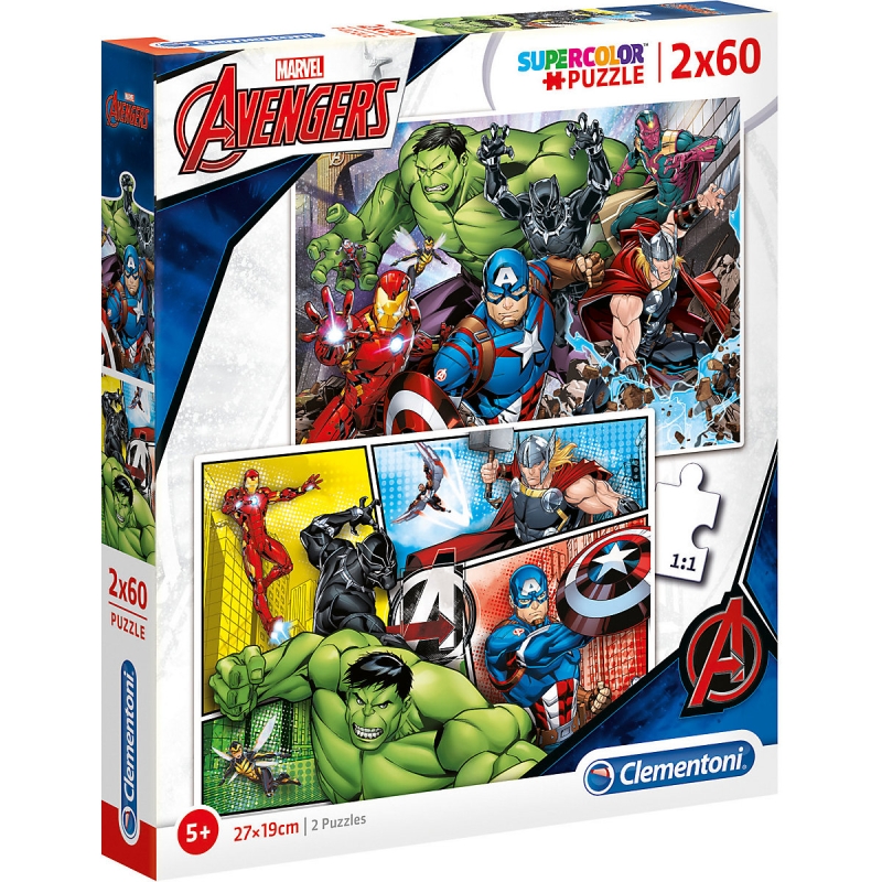 Clementoni Avengers Kinder Puzzle 2x60 Teile für Kinder ab 5 Jahren | MARVEL